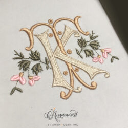 K and T Embroidery Monogram Design