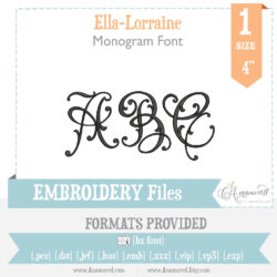 Ella Lorraine Embroidery Font 4 inch