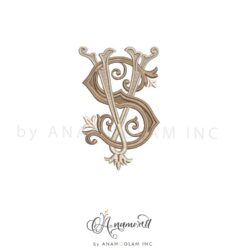 SV interlocking embroidery monogram design