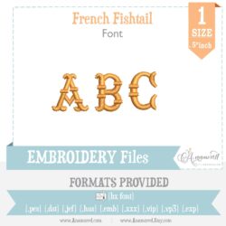 French Fishtail half inch embroidery font