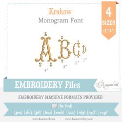 Krakow Embroidery Monogram Design, 4 sizes