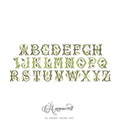 Secret Garden Embroidery Font, Letters A-Z