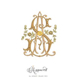 Interlocking A and S embroidery monogram design
