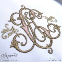 H and C embroidery monogram design