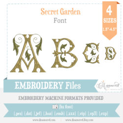 Secret Garden 4 sizes Embroidery Font by Anamored