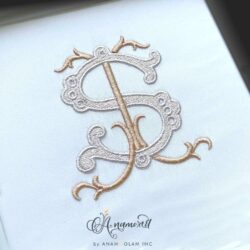 S and I embroidery monogram sewout