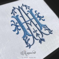 A and H floral embroidery monogram design
