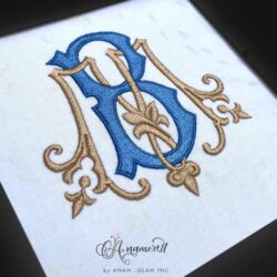 BM embroidery monogram design