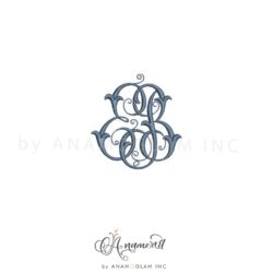 EB embroidery monogram digital proof