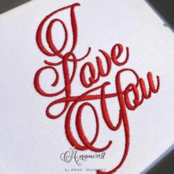 I love you embroidery, sewout