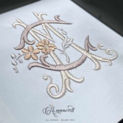 CM floral interlocking embroidery monogram design pattern