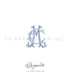 Interlocking C and M embroidery monogram design
