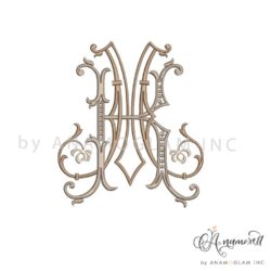 K and M embroidery monogram design