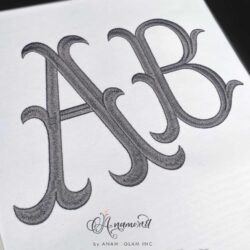 Italian Fishtail Large Embroidery Monogram Font