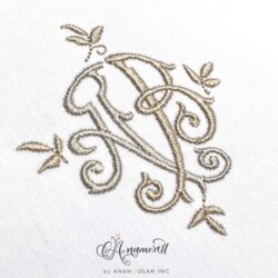 Monza A and B interlocking embroidery Monogram, Sewout