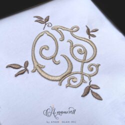 CJ embroidery monogram design