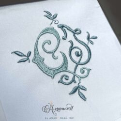 CJ Contrasting Interlocking Embroidery Monogram Design, Sewout