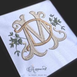 DM Floral Embroidery Monogram Design, Sewout