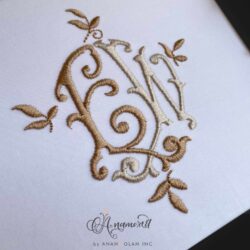 EW monza interlocking embroidery monogram design, sewout