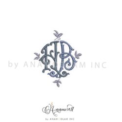 Monza H and B embroidery monogram design,