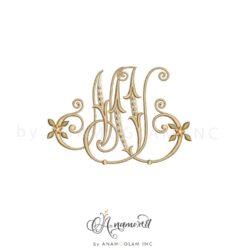 MV interlocking embroidery monogram design, digital proof