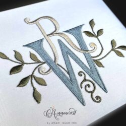 RW interlocking embroidery monogram design