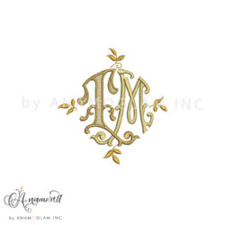 TM Monza interlocking embroidery monogram design,