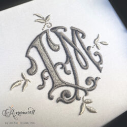 TM Monza interlocking embroidery monogram design, sewout