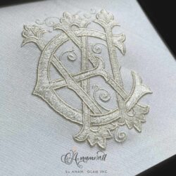 WE interlocking embroidery monogram design, sewout