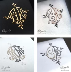 Monza Satin Filled Embroidery Monogram Design, Custom Setup