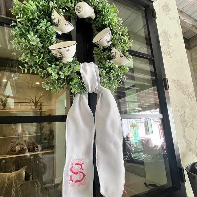 Wreath Sash Embroidery Monogram Design