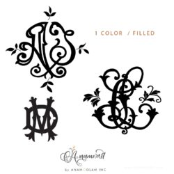 1 color interlocking vector monogram for wedding