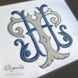 H and T interlocking embroidery monogram
