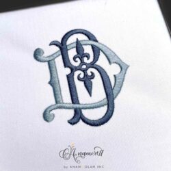 BD monogram, embroidery sewout