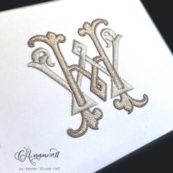 WH embroidery monogram sewout