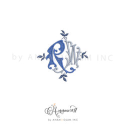 R and W Monza Contrasting Embroidery Monogram Digital Proof