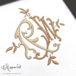 Monza Interlocking embroidery Monogram, R and W