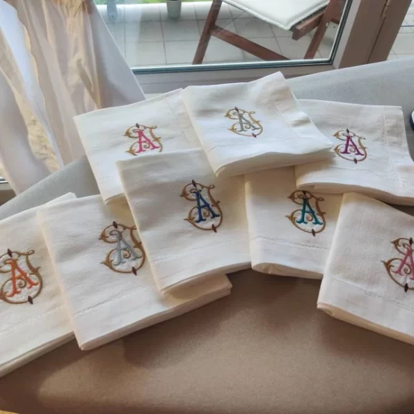AJ interlocking embroidery monogram