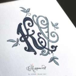 KC embroidery monogram, sewout
