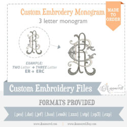 Custom 3 letter monogram, 1 letter add-on to 2 letter monogram
