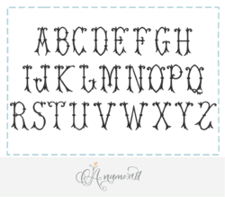 Maia Fishtail Embroidery Font, Letters A-Z
