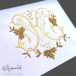 KV embroidery monogram sewout