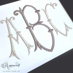 Maia Fishtail Embroidery Font, Sewout of ABC in both sizes