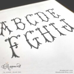 Maia Fishtail Embroidery Monogram Font, 2 inch size Letters A-J sewout