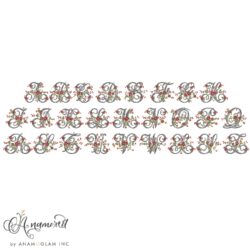 Fancy Pointsettia and Holly Vine Embroidery Monogram Font, Letters A-Z