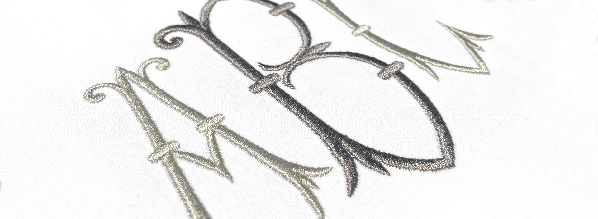 Mai Fishtail Embroidery Font Slider showing letters ABC in both sizes