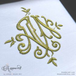 AN Monza Contrasting Embroidery Monogram Design, Sewout