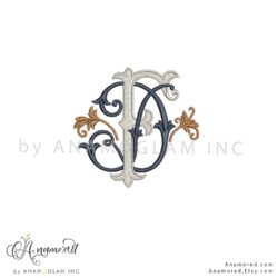 D and F Embroidery Monogram Design, digital proof