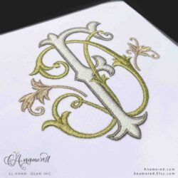 D and F Embroidery Monogram Design, Sewout