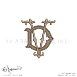 interlocking embroidery monogram design, digital proof, dv